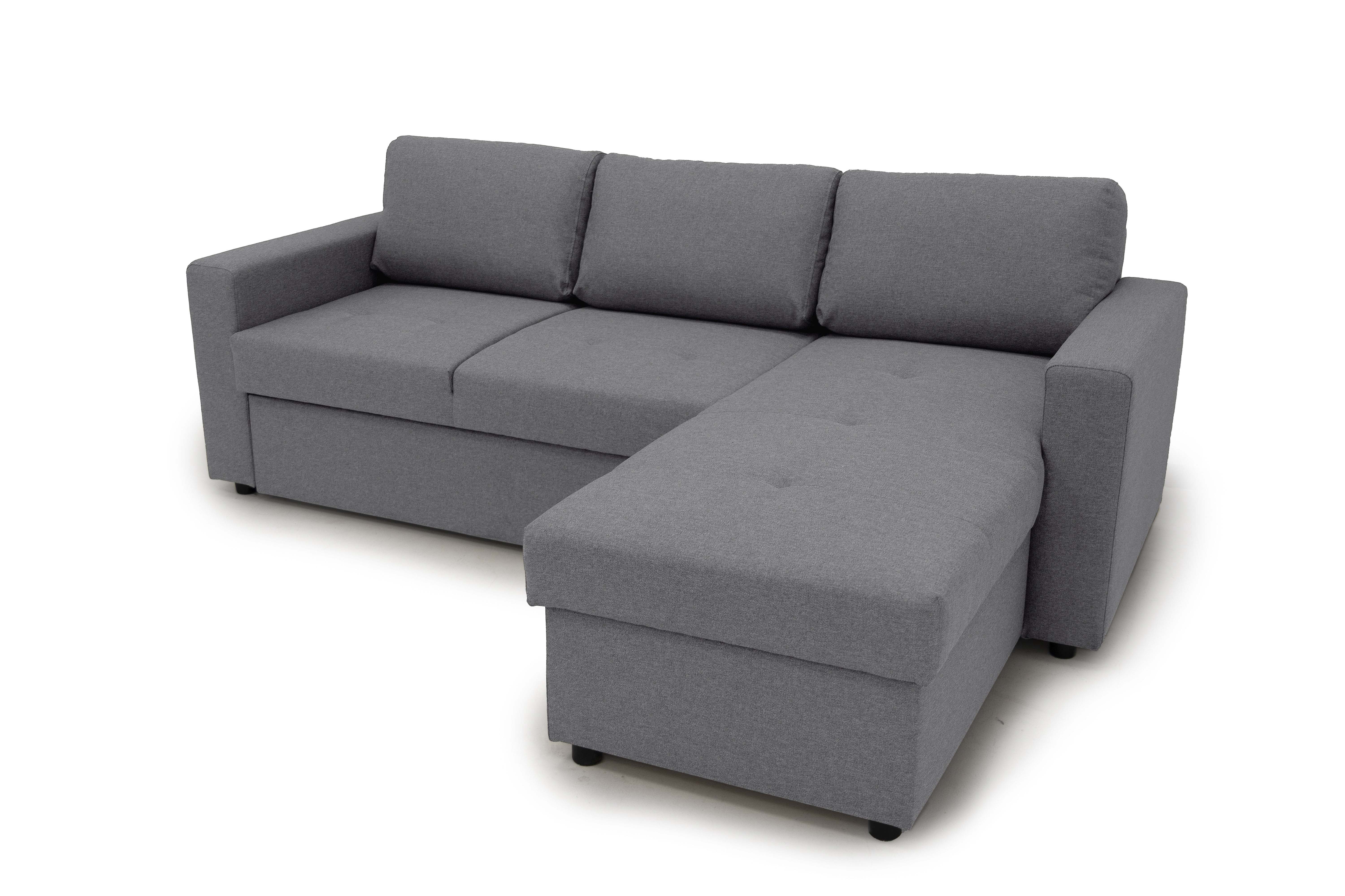 Ecksofa Gustavo beidseitig montierbar, Flachgewebe - Grau