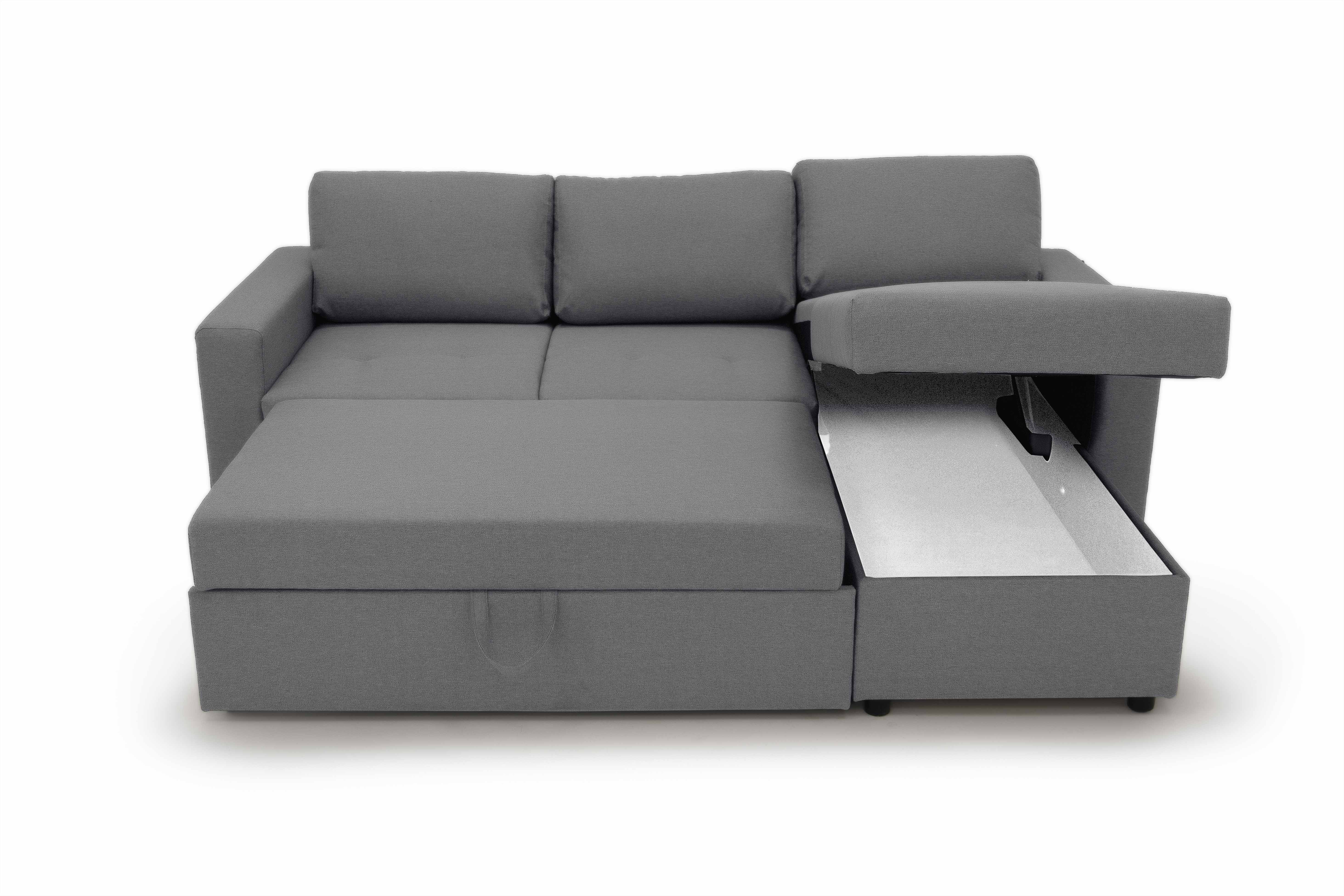 Ecksofa Gustavo beidseitig montierbar, Flachgewebe - Grau