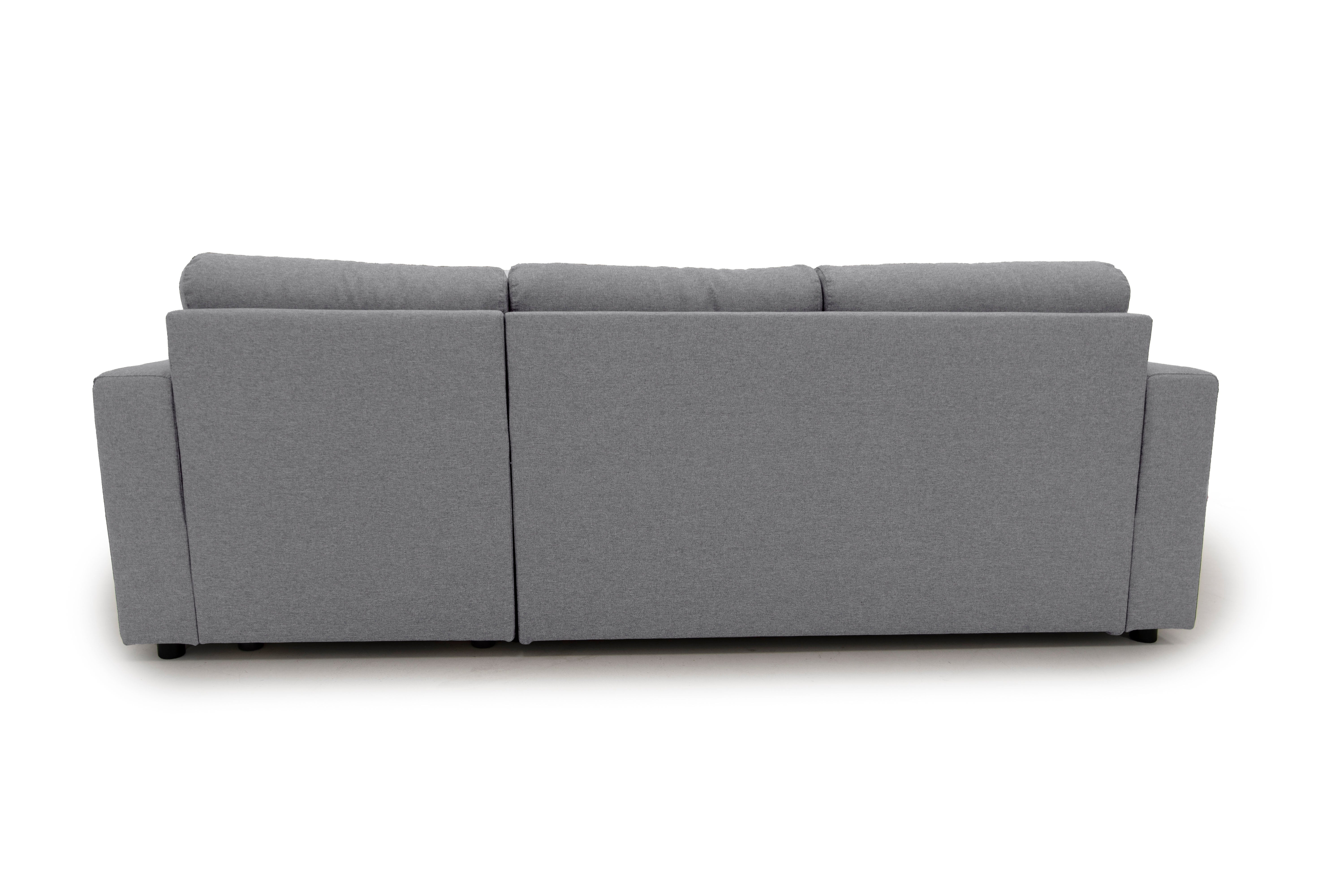 Ecksofa Gustavo beidseitig montierbar, Flachgewebe - Grau