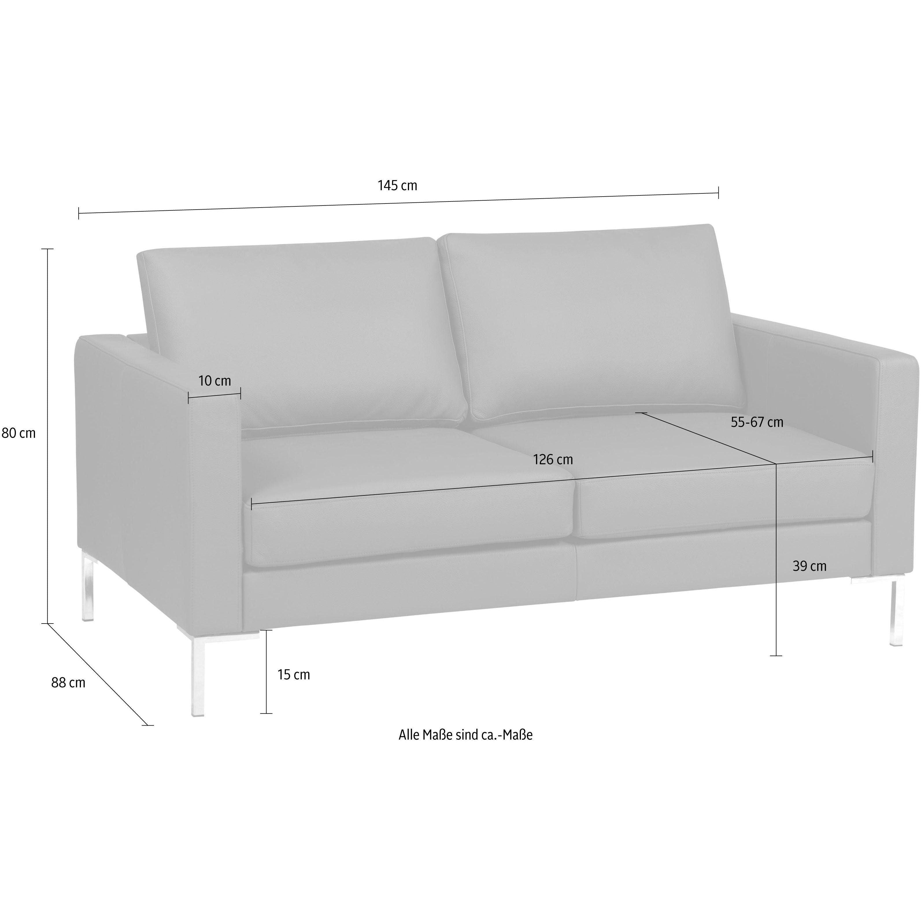 2-Sitzer Sofa Portobello, Echtleder Comfort - Dunkelgrau