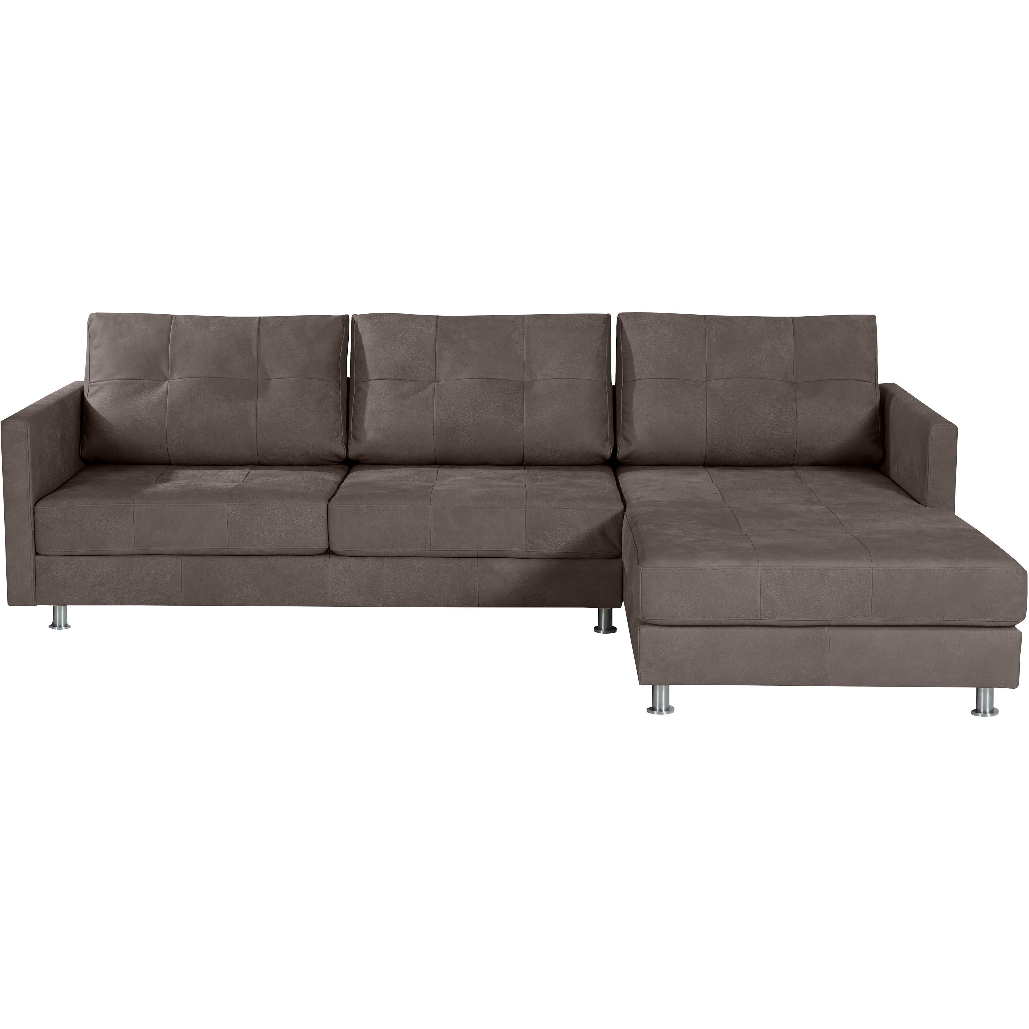 Ecksofa Liam Rechts, Echtleder Rustico - Grau