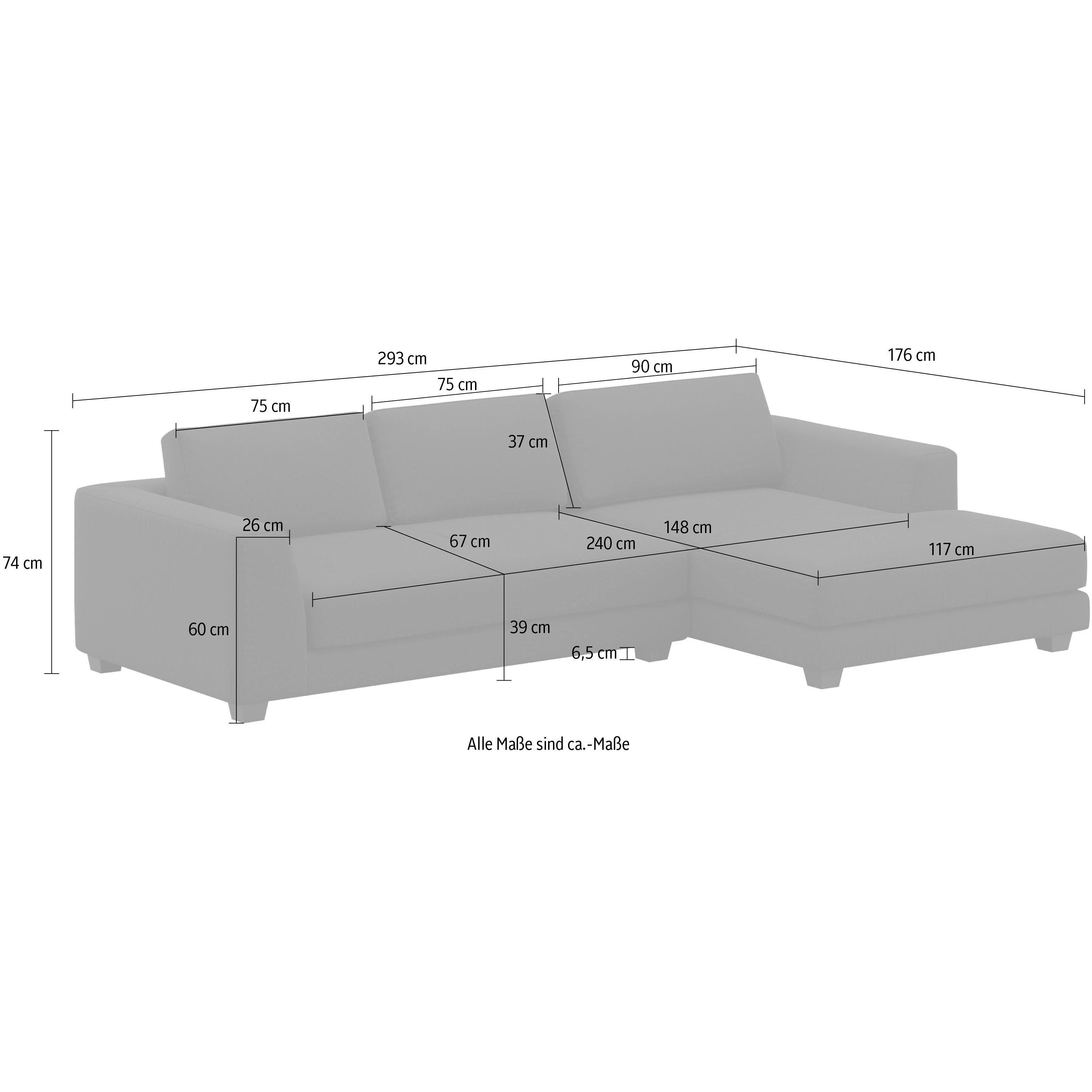 Ecksofa Atoll Rechts, Flachgewebe Panama - Schwarz